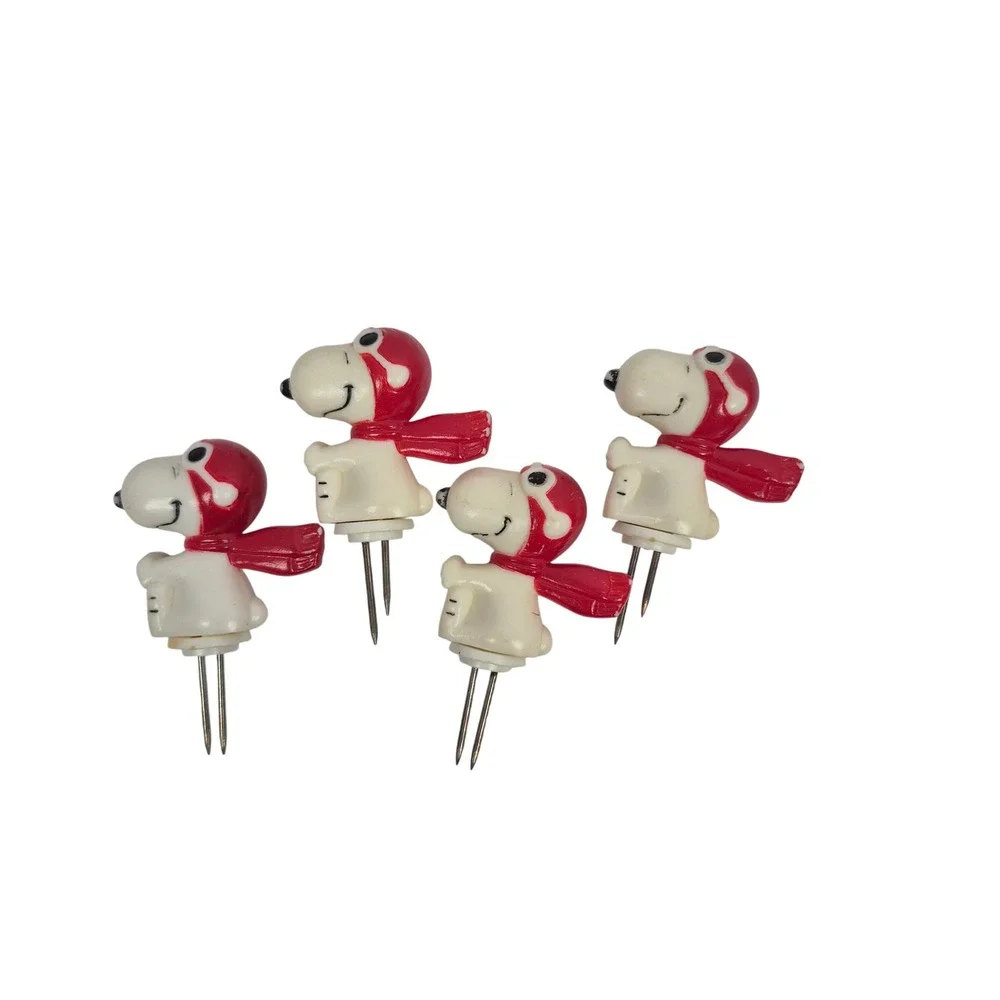 Peanuts Snoopy Corn on the Cob Holders Set Flying Ace Vintage 1958‎